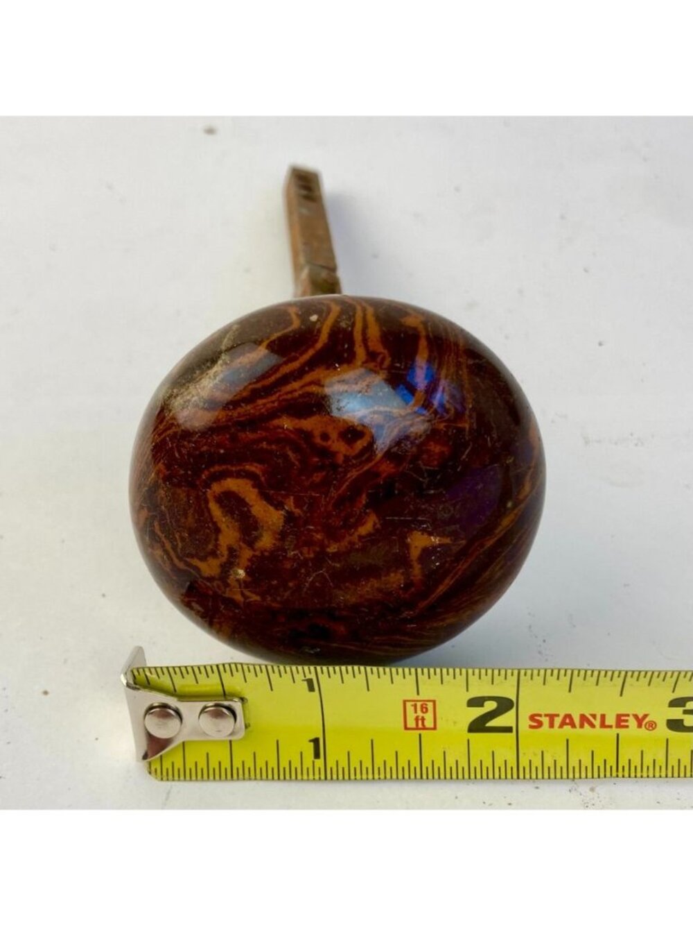 Antique Marbled Brown Swirl Door Knob Tiger Eye Marble w/ Shaft - Picture 5 of 6